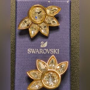 Vintage Swarovski "S.A.L." Original Rhinestone Crystal 18K Gold Plated Earrings